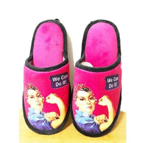 New Rosie the Riveter Slippers Shoes One Size Fits Most We Can Do It World War 2 - Picture 2 of 4
